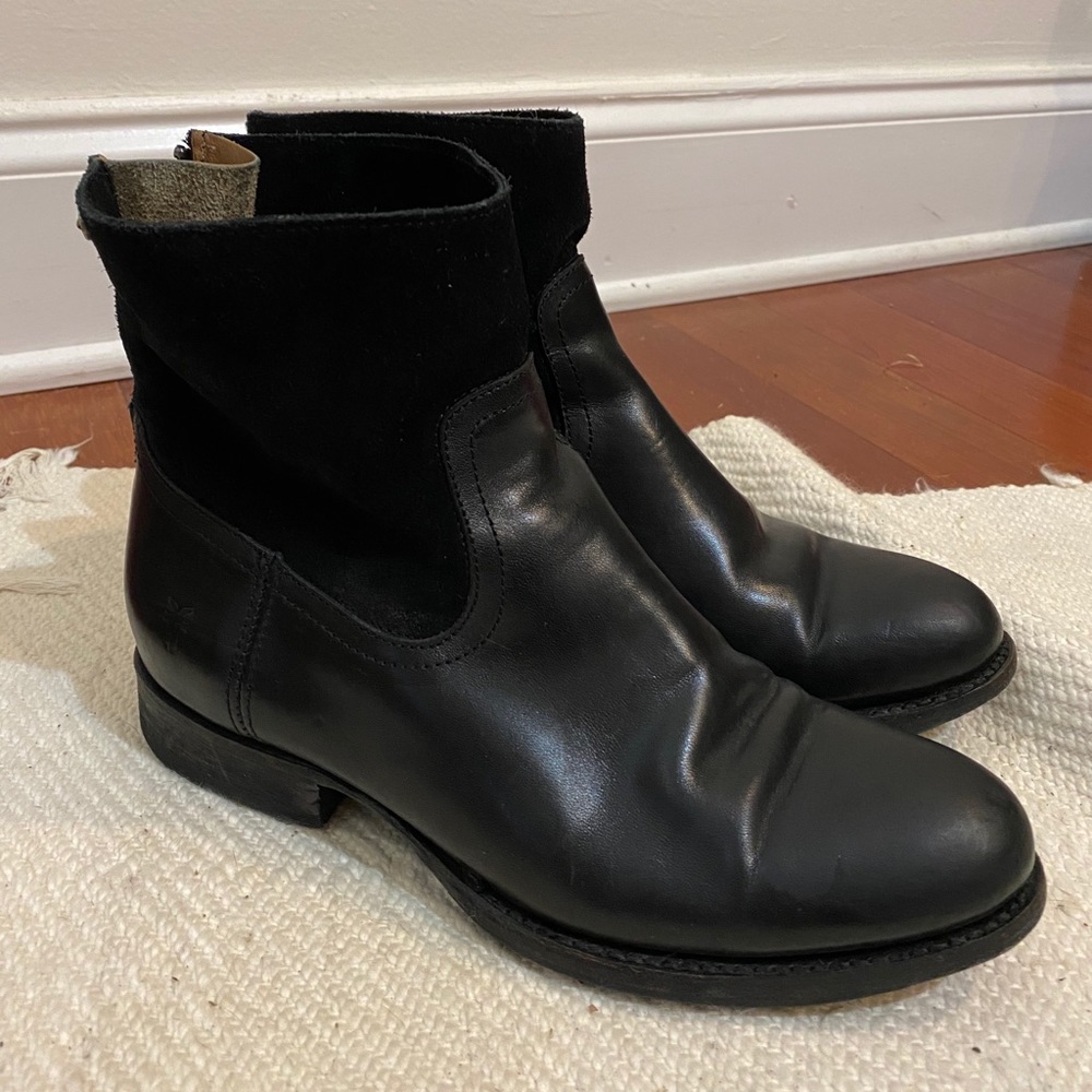 Frye | black leather ankle boots